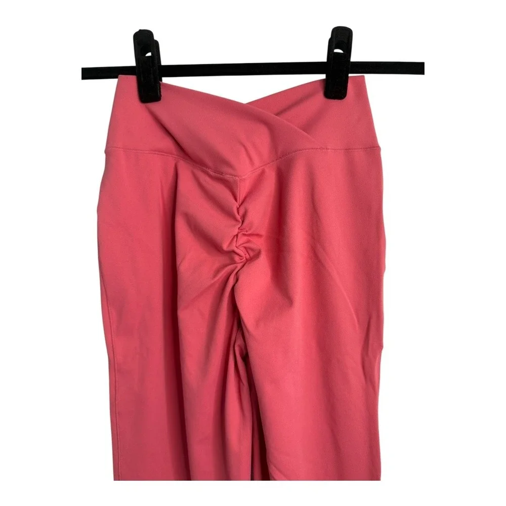 Halara High Waisted Crossover Ruched Butt Lifting Yoga Leggings Candy Pink XS - Picture 10 of 13